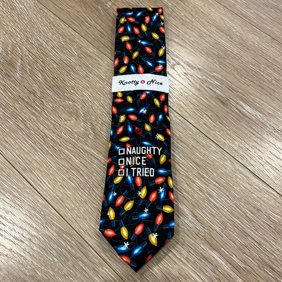 Knotty & Nice “Naughty, Nice, I Tried” Festive Lights Tie - Picture 1 of 4